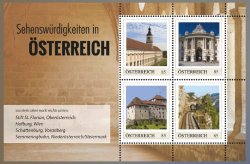 Austria 2020 Attractions Palaces Railways Landscapes Set of 4 stamps in special edition block MNH