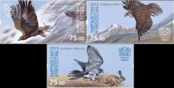 Kyrgyzstan 2015 Birds Falcons Eagles Salbuurun - traditional hunting of the Kyrgyz Set of 3 stamps MNH