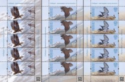 Kyrgyzstan 2015 Birds Falcons Eagles Salbuurun - traditional hunting of the Kyrgyz Set of 3 sheetlets MNH