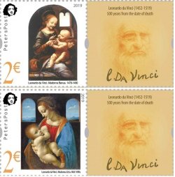 Finland 2019 Leonardo da Vinci 500 years from the date of death set of 2 stamps with labels MNH