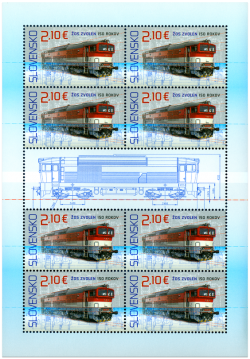Slovakia 2022 Locomotive factory Zvolen 150 ann train sheetlet of 8 stamps and label MNH
