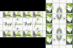 Aland Islands Åland Finland 2016 Europa CEPT Think Green set of 2 blocks of 8 stamps and labels each MNH