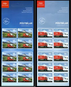 Iceland 2013 Europa CEPT Postal transport set of 2 booklets with 10 self-adhesive stamps each MNH