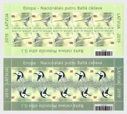 Latvia Lettland Lettonie 2019 Europa CEPT National Birds Motacilla alba set of 2 sheetlets MNH