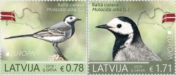 Latvia Lettland Lettonie 2019 Europa CEPT National Birds Motacilla alba set of 2 stamps MNH