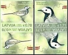 Latvia Lettland Lettonie 2019 Europa CEPT National Birds Motacilla alba set of 2 tet-beshes MNH