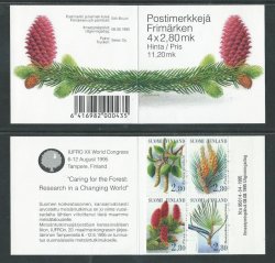 Finland Finnland Finlande 1995 Trees of finnish forests World arborists congress set of 4 stamps in block in booklet MNH