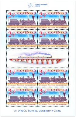 Slovakia 2023 The 175th Anniversary of Slovak Rail Transport sheetlet of 8 stamps and label mint