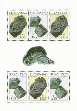 Slovakia 2018 Nature Protection Slovak Minerals Euchroite and Libethenite block MNH