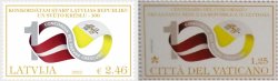 Latvia Lettland and Vatican 2022 100th of the Concordat Between Latvian Republic and the Holy See Joint Issue set of 2 stamps MNH