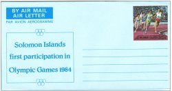 Solomon Islands 1984 First participation in Olympic Games USA Los Angeles Olympics mint stationary aerogramme
