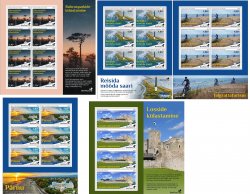 Estonia Estland Estonie 2023 Summer in Estonia Lighthouse Landscapes Tourism Bicycles Architecture BeePost set of 5 sheetlets MNH