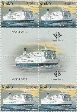 Aland Finland 2013 Baltic ferries Ships joint with Russia block of 4 stamps and labels MNH