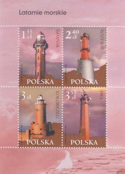 Poland Polen Pologne 2007 Lighthouses set of 4 stamps in block MNH