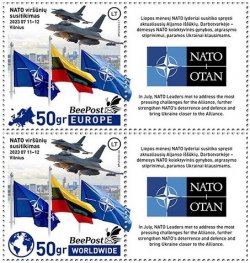 Lithuania Litauen Lituanie 2023 Summit NATO in Vilnius BeePost set of 2 stamps with labels MNH