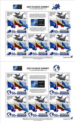 Lithuania Litauen Lituanie 2023 Summit NATO in Vilnius BeePost set of 2 sheetlets MNH