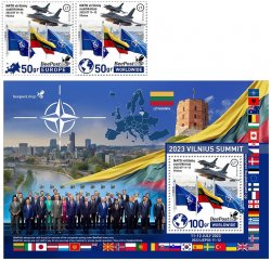Lithuania Litauen Lituanie 2023 Summit NATO in Vilnius BeePost set of 2 stamps and block MNH
