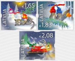 Latvia Lettland Lettonie 2023 Merry Christmas and Happy New 2024 Year ! Set of 3 stamps MNH