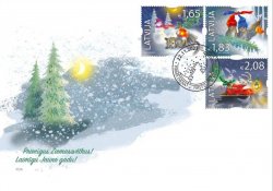 Latvia Lettland Lettonie 2023 Merry Christmas and Happy New 2024 Year ! Set of 3 stamps FDC