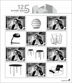 Finland Finnland Finlande 2023 Alvar Aalto architect designer 125 ann BeePost sheetlet with labels MNH