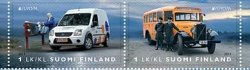 Finland Finnland Finlande 2013 Europa CEPT Post car bus History of post delivery strip of 2 stamps MNH