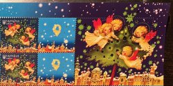 Ukraine 2023 Merry Christmas and Happy New Year ! block of 2 stamps with special label from the corner MNH