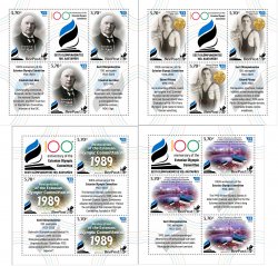 Estonia Estland Estonie 2023 National Olympic History 1923-2023 Olympics NOC 100 ann BeePost set of 4 blocks / sheetlets MNH