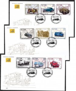 Albania Albanie 2023 Retro cars buses motorcycles trucks firefighter auto transport FDC set