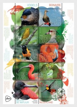 Netherlands Pays-Bas Niederlande 2024 Experience Nature Birds on Bonaire set of 10 stamps in block sheetlet MNH