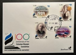 Estonia Estland Estonie 2023 National Olympic History 1923-2023 Olympics NOC 100 ann BeePost set of 4 stamps FDC