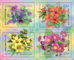 Russia Russland Russie 2023 First spring flowers set of 4 stamps in block 2x2 MNH