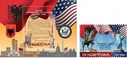 Albania Albanie 2023 Diplomatic relations with USA 1922 - 2022 100 ann stamp and block MNH