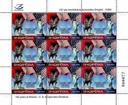 Albania Albanie 2023 Diplomatic relations with USA 1922 - 2022 100 ann sheetlet MNH