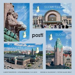 Finland Finnland Finlande 2019 Helsinki central railway station 100 ann Posti set of 4 stamps in block MNH