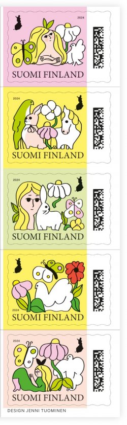 Finland Finnland Finlande 2024 Spring dreams symbolic contemporary art Posti set of 5 stamps in strip MNH