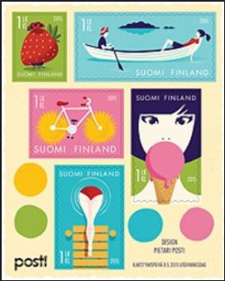 Finland Finnland Finlande 2015 Summer art Emotions set of 5 stamps in block MNH