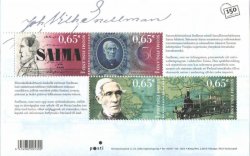 Finland Finnland Finlande 2006 Snellmann 200 ann Locomotive Politician Banknote map writer set of 4 stamps in block MNH
