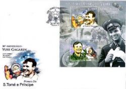 Sao Tome and Principe. 50 years, the first manned flight into space , Yuri Gagarin. Bl 2st FDC