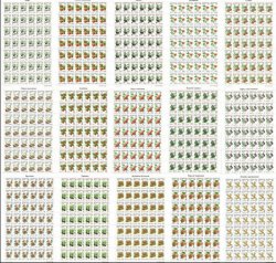 Belorussia Belarus Weissrussland 2004 Definitives Berries silk paper RARE Set of 15 sheetlets 42 stamps each MNH