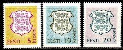 Estonia Estland Estonie 1993 Hihg Face Value Definitives Coat of Arms set of 3 stamps MNH