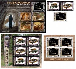 Estonia Estland Estonie 2024 Visit Estonia Piusa caves Bats Geology BeePost set of 3 stamps block and sheetlets MNH
