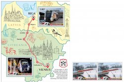 Lithuania Litauen Lituanie 2024 New train Vilnius-Riga BeePost set and block MNH
