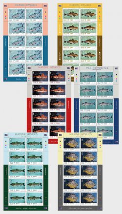 Isle of Man IOM Great Britain 2024 Europa CEPT Fishes Marine Mosaics set of 6 sheetlets MNH