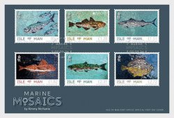 Isle of Man IOM Great Britain 2024 Europa CEPT Fishes Marine Mosaics set of 6 stamps FDC