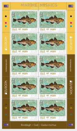 Isle of Man IOM Great Britain 2024 Europa CEPT Fishes Marine Mosaics Europa stamp only sheetlet MNH