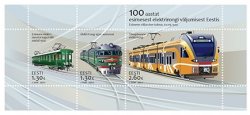 Estonia Estland Estonie 2024 100 years since the first electric train ride in Estonia Omniva set of 3 stamps in block MNH