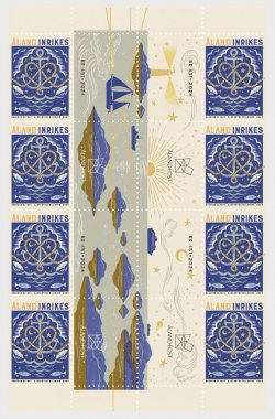 Aland islands Åland Finland 2024 170 ann of maritime education on Åland block of 8 stamps and all labels MNH