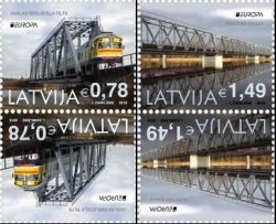 Latvia Lettland Lettonie 2018 Europa CEPT Bridges railways train set of 2 tete-beshes MNH