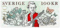 Sweden Schweden Suède 2014 Karl Belman poet and composer 100 kr stamp MNH