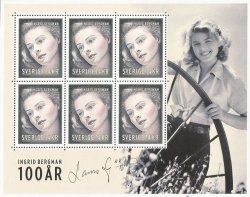 Sweden Schweden Suède 2015 Ingrid Bergman 100 ann joint issue with USA special limited edtion sheetlet MNH